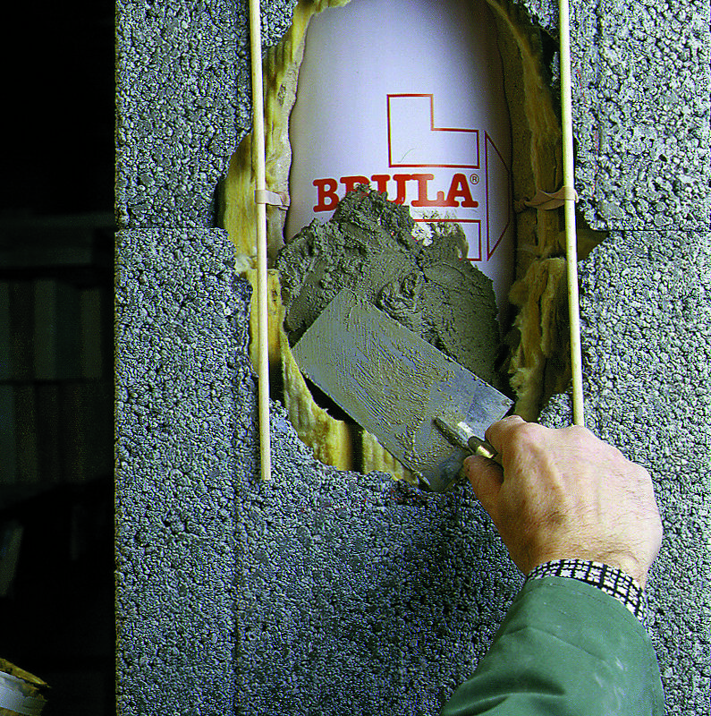 Brula Schornstein-Reparatur-Set: Rapidmörtel, Formplatte, Fixierstäbe - für Schornsteine Ø 80 mm - Ø200 mm