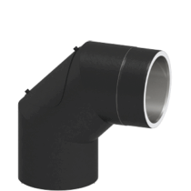 Jeremias Ofenrohr ISO-Line Black - Winkel 90° mit Tür - Gedämmtes Ofenrohr