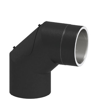 Jeremias Ofenrohr ISO-Line Black - Winkel 90° mit Tür
