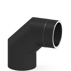 Jeremias Ofenrohr ISO-Line Black - Winkel 90° ohne Tür