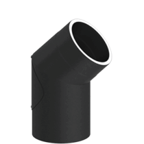 Jeremias Ofenrohr ISO-Line Black - Winkel 45° mit Tür - Gedämmtes Ofenrohr