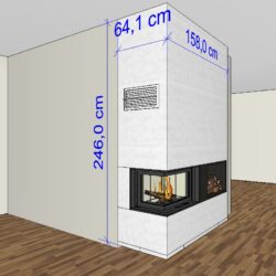 Austroflam Kamin Holzfach Ofen Eckkamin Ambiente Massblatt