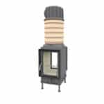 Brunner Kachelofeneinsatz HKD 2.2 Tunnel Flachglas - MAS Modulaufsatzspeicher 440 mm mit Gusshaube 180 mm, Anbaurahmen schwarz