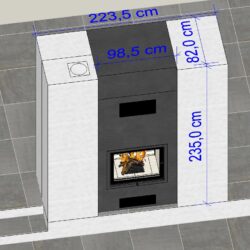 Lina TV Tunnelkamin Design Ofen Massblatt