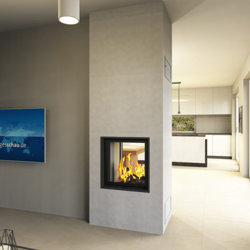 Tunnelkamin, Aachen, Kaminbausatz, 7 kw, mit Holzfach und Schamotte