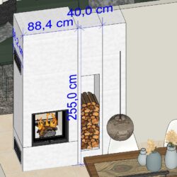 Lina55 Kamin Ofen Tunnelkamin Ambiente Holzfach Massblatt