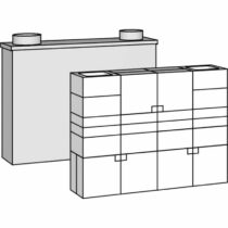 Brula Modul-Heizkasten 100 Evo - Schamotte-Wärmespeicher - 239 kg - Maße 786 x 1044 x 275 - Zuglänge 3,3 m