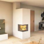 Grundofen Edersee Eck (Materialbausatz) - front/links, "Nichtbrennbare Anbauwand (z.B. Ziegel)""