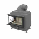 Brunner Kachelofeneinsatz HKD 11 Eckfenster - front/links, Anbaurahmen schwarz, Gusshaube 180 mm