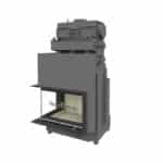 Brunner Kamineinsatz wasserführend Kamin-Kessel Eck 45/67/44 r/l - front/links, Anbaurahmen schwarz 70 mm