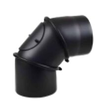 Muldenthaler Rauchrohrbogen 0-90° schwarz drehbar mit Tür