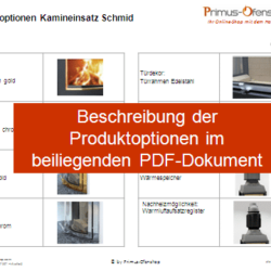 Produktoptionen,Energielabel,Kamineinsatz Schmid Ekko U 674545,Kamineinsatz Schmid Ekko U 674551,Kamineinsatz Schmid Ekko U 674557,Blendrahmen für Ekko U 674545/674551 und 674557,Tragrahmensystem thermisch entkoppelt für Ekko U 674545/674551 und 674557