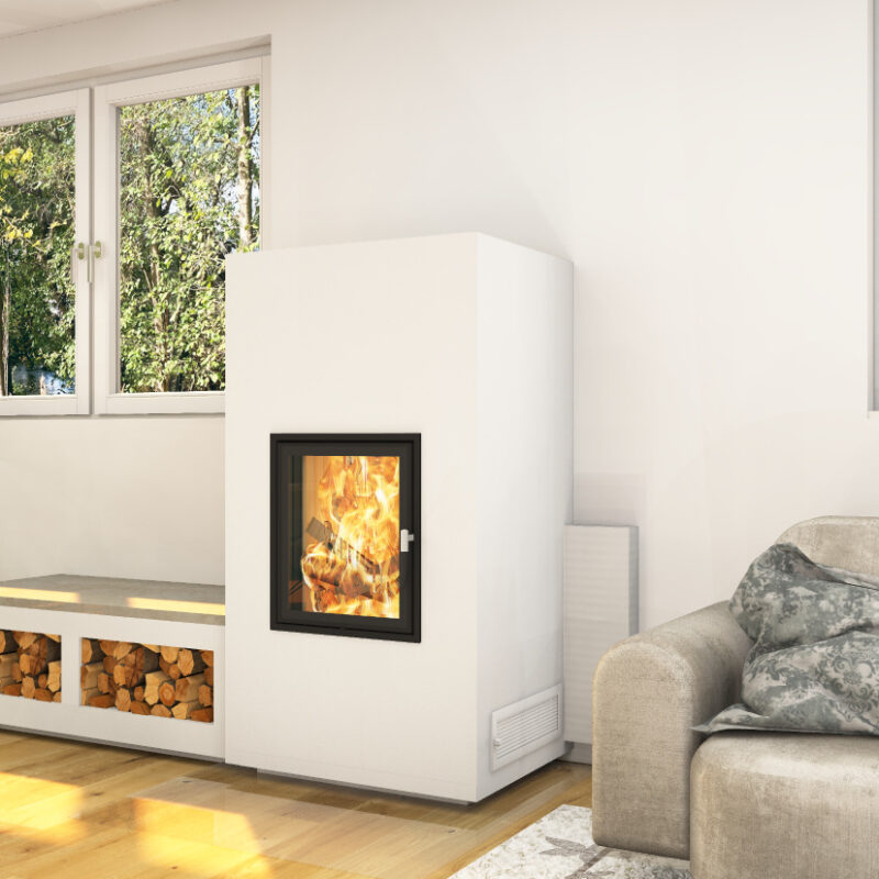 Frontkamin Primus, Münster, Bausatz, Spartherm 5,2 kW, mit Ofenbank