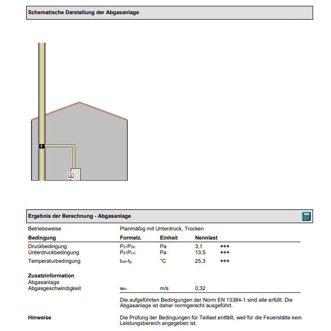 Schornsteinberechnung Primus